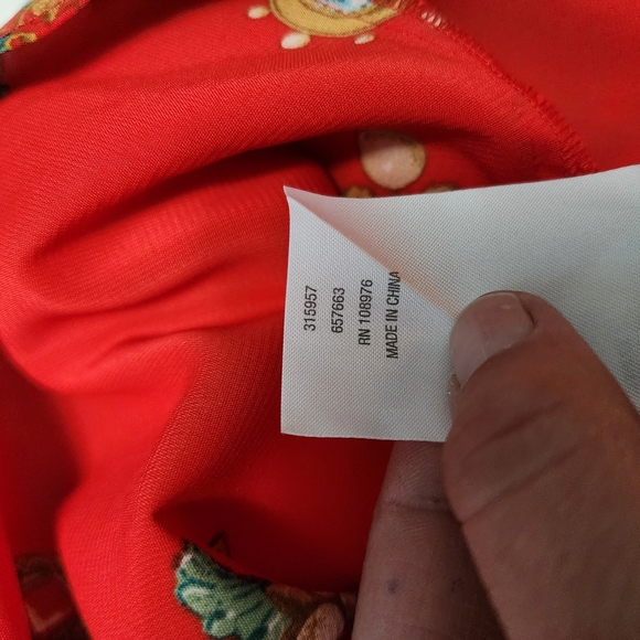 Motto Fashions Red Orange Status Print Chiffon Button Down Size 10 - Picture 9 of 9